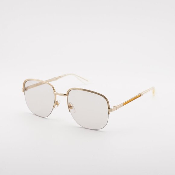 Gucci GG0777S 001 Sunglasses Gold Square Frame, Transparent Lenses - Picture 8 of 10